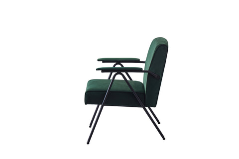 Textile Cloth Leisure Chair with Black Metal Frame, Green