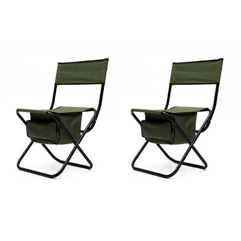 Folding Outdoor Chair with Storage Bag, Green, Set of 2