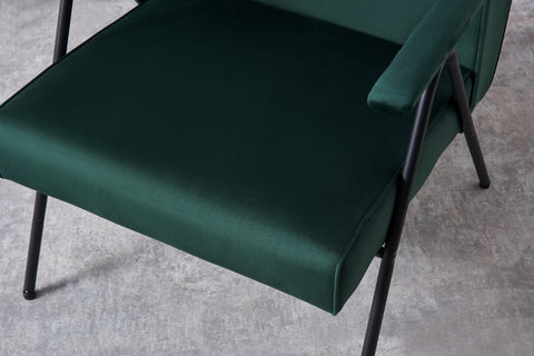 Textile Cloth Leisure Chair with Black Metal Frame, Green