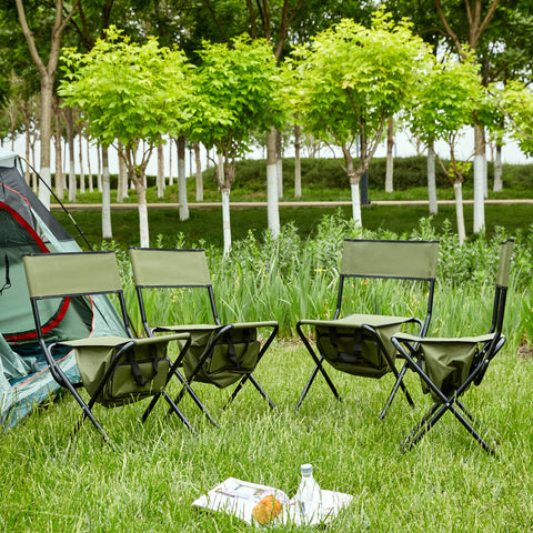 Folding Outdoor Chair with Storage Bag, Green, Set of 4