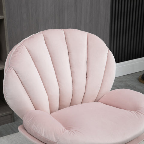 Adjustable Height Shell-Shaped Swivel Leisure Chair with Ottoman, Pink