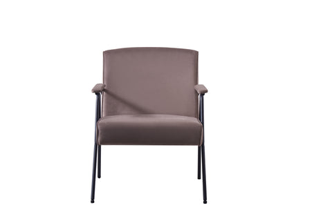 Textile Cloth Leisure Chair with Black Metal Frame, Brown