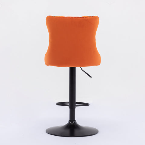 Swivel Velvet Barstools Adjustable Seat Height from 25-33'', Orange, Set of 2