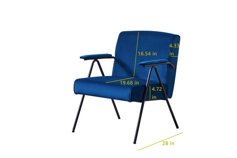 Textile Cloth Leisure Chair with Black Metal Frame, Blue