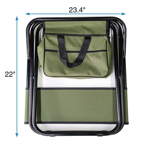 Folding Outdoor Chair with Storage Bag, Green, Set of 4