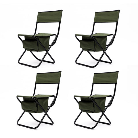 Folding Outdoor Chair with Storage Bag, Green, Set of 4