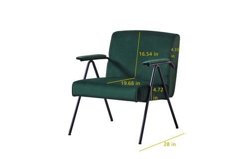 Textile Cloth Leisure Chair with Black Metal Frame, Green