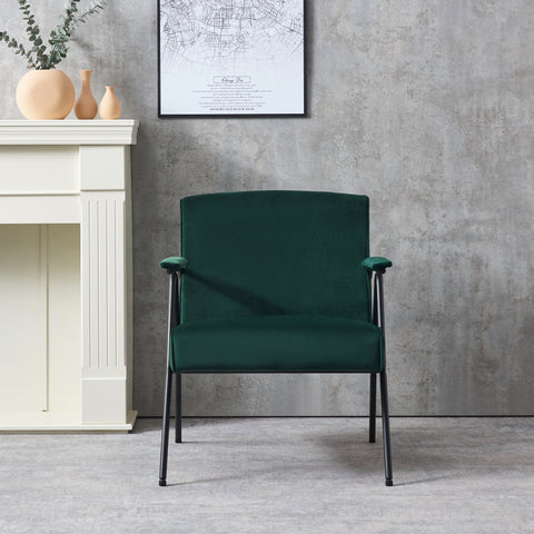 Textile Cloth Leisure Chair with Black Metal Frame, Green