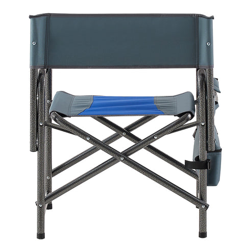 Lightweight Oversized Folding Outdoor Chair with Side Storage Pockets, Blue&Gray, Set of 2