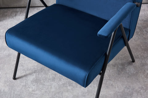 Textile Cloth Leisure Chair with Black Metal Frame, Blue