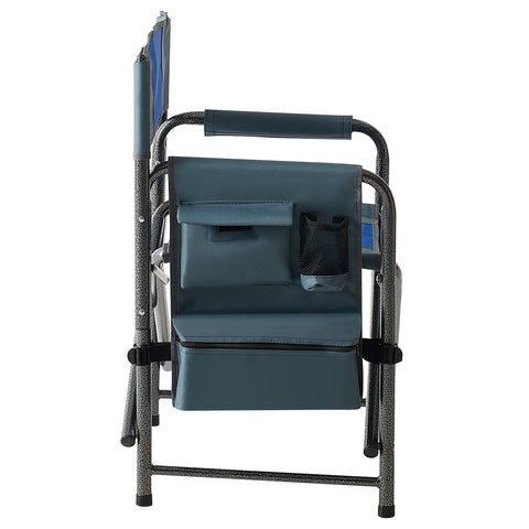 Lightweight Oversized Folding Outdoor Chair with Side Storage Pockets, Blue&Gray, Set of 2