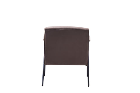 Textile Cloth Leisure Chair with Black Metal Frame, Brown