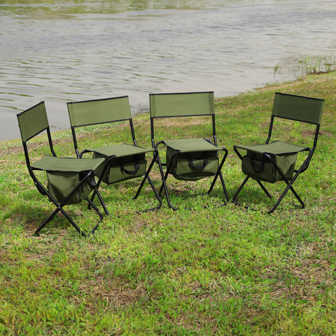 Folding Outdoor Chair with Storage Bag, Green, Set of 4