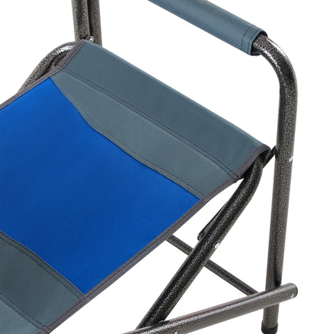 Lightweight Oversized Folding Outdoor Chair with Side Storage Pockets, Blue&Gray, Set of 2