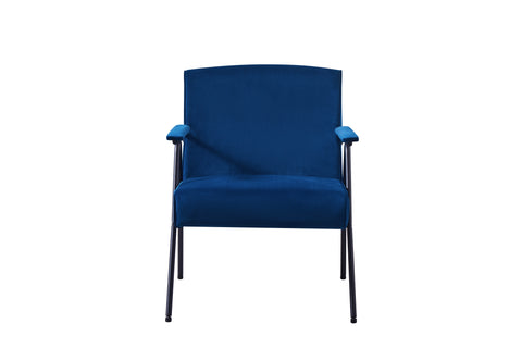 Textile Cloth Leisure Chair with Black Metal Frame, Blue