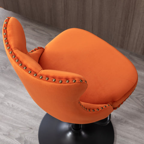 Swivel Velvet Barstools Adjustable Seat Height from 25-33'', Orange, Set of 2