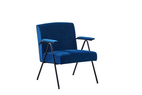 Textile Cloth Leisure Chair with Black Metal Frame, Blue