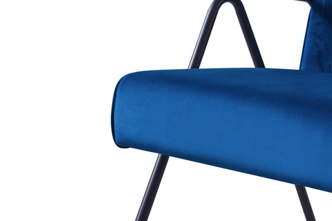 Textile Cloth Leisure Chair with Black Metal Frame, Blue