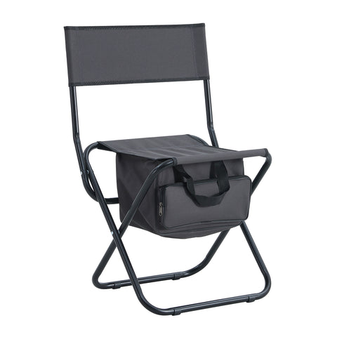 Folding Outdoor Chair with Storage Bag, Gray, Set of 2