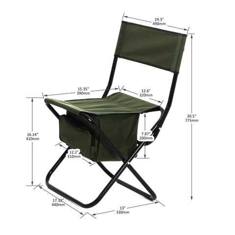 Folding Outdoor Chair with Storage Bag, Green, Set of 2