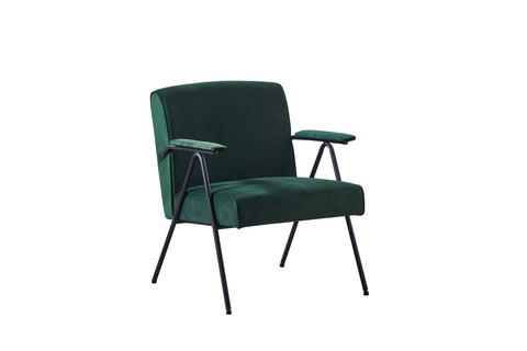 Textile Cloth Leisure Chair with Black Metal Frame, Green