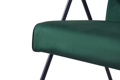 Textile Cloth Leisure Chair with Black Metal Frame, Green