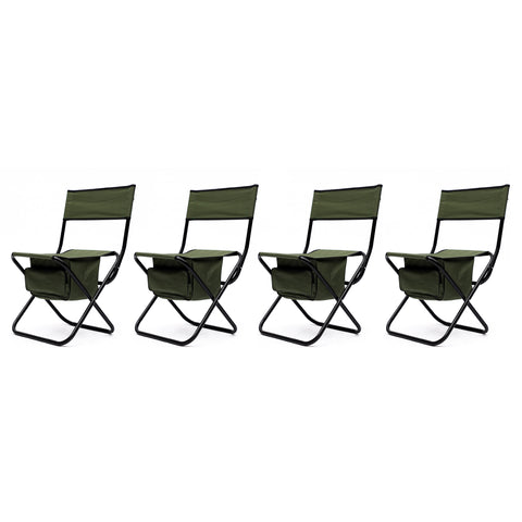 Folding Outdoor Chair with Storage Bag, Green, Set of 4