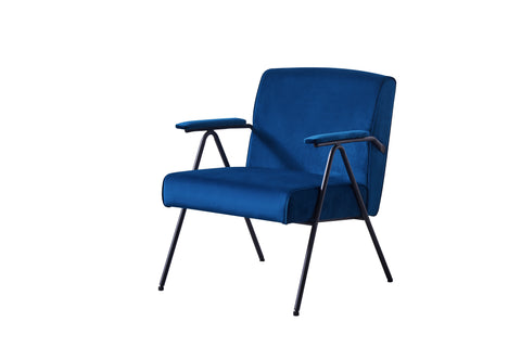 Textile Cloth Leisure Chair with Black Metal Frame, Blue