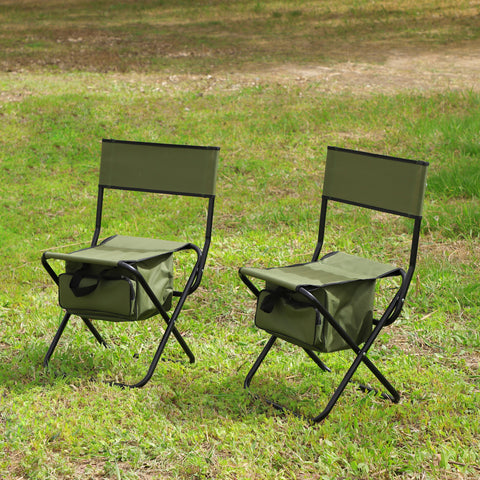 Folding Outdoor Chair with Storage Bag, Green, Set of 2