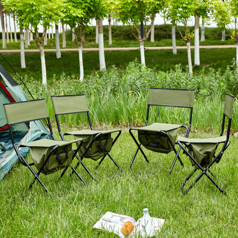 Folding Outdoor Chair with Storage Bag, Green, Set of 4