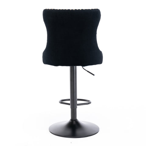 Swivel Velvet Barstools Adjustable Seat Height from 25-33'', Black, Set of 2